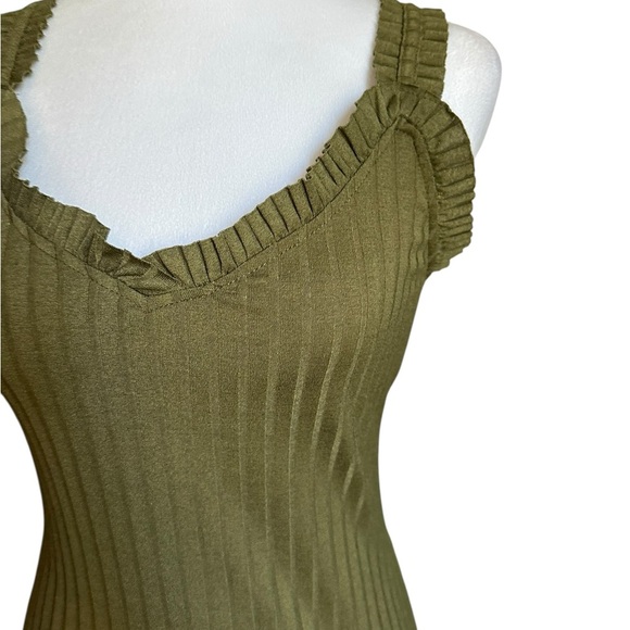 Haute Monde Olive Green Ribbed Bodycon Maxi Dress Size S - Picture 15 of 17